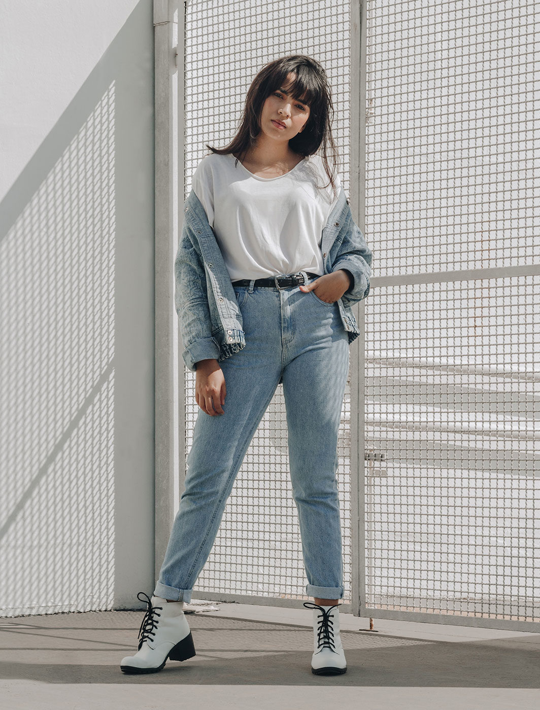High waisted slim mom jeans